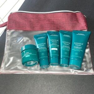 Aveda Cosmetic Bag with 5 Botanical Repair products (Travel Size)